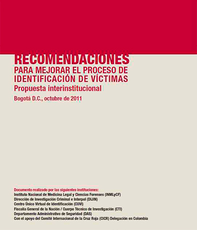 Cover of Recomendaciones para mejorar el proceso de identificación de víctimas. Propuesta Interinstitucional